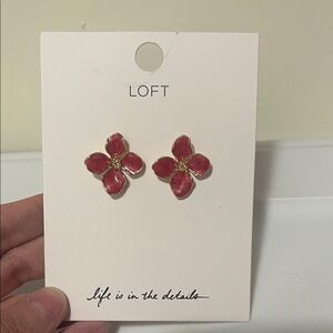 LOFT Gold-Trim Pink Floral Stud Earrings